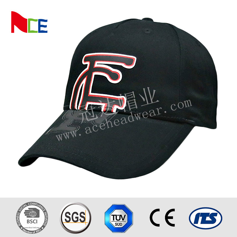 有趣的黑色公司棒球帽，橡胶制作自己的棒球帽