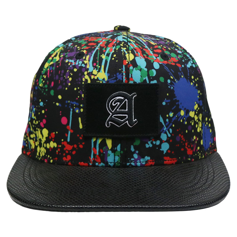 油漆溅式女式棒球帽，彩色嘻哈棒球帽