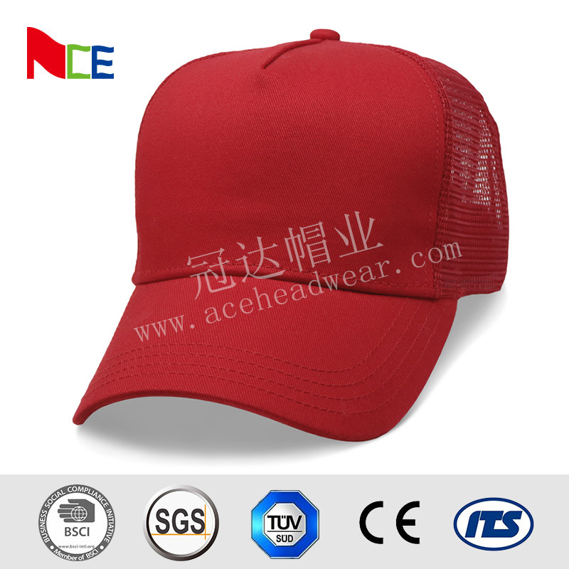 漂亮的红色空白网眼卡车司机帽，高级设计男士 5 片帽子