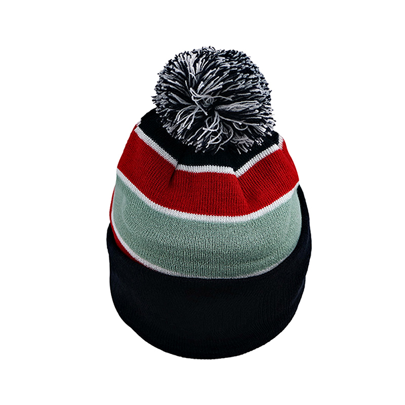 100% 美利奴羊毛针织帽刺绣徽标纯色冬帽
